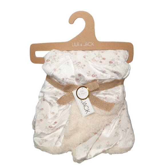 Lila & Jack Floral Soft Sherpa Baby Lovey Security Blanket 30" X 40" NEW - Picture 1 of 3
